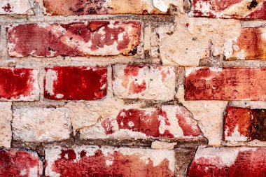 Doku, tuğla, duvar, arka plan olarak kullanılabilir. Çizik ve çatlaklarla tuğla dokusu