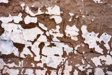 Doku, duvar, beton, arka plan olarak kullanılabilir. Çizik ve çatlaklarla dolu bir duvar parçası.