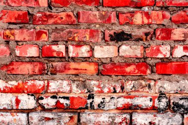 Doku, tuğla, duvar, arka plan olarak kullanılabilir. Çizik ve çatlaklarla tuğla dokusu