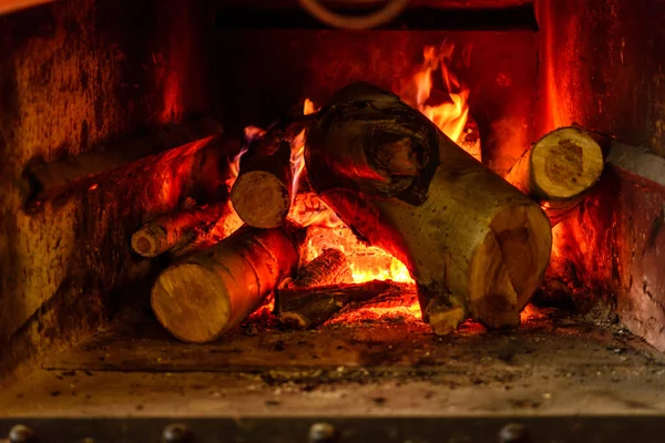 Vuur Brandt Open Haard Warmte Sfeer Van Comfort Creëren Het — Stockfoto