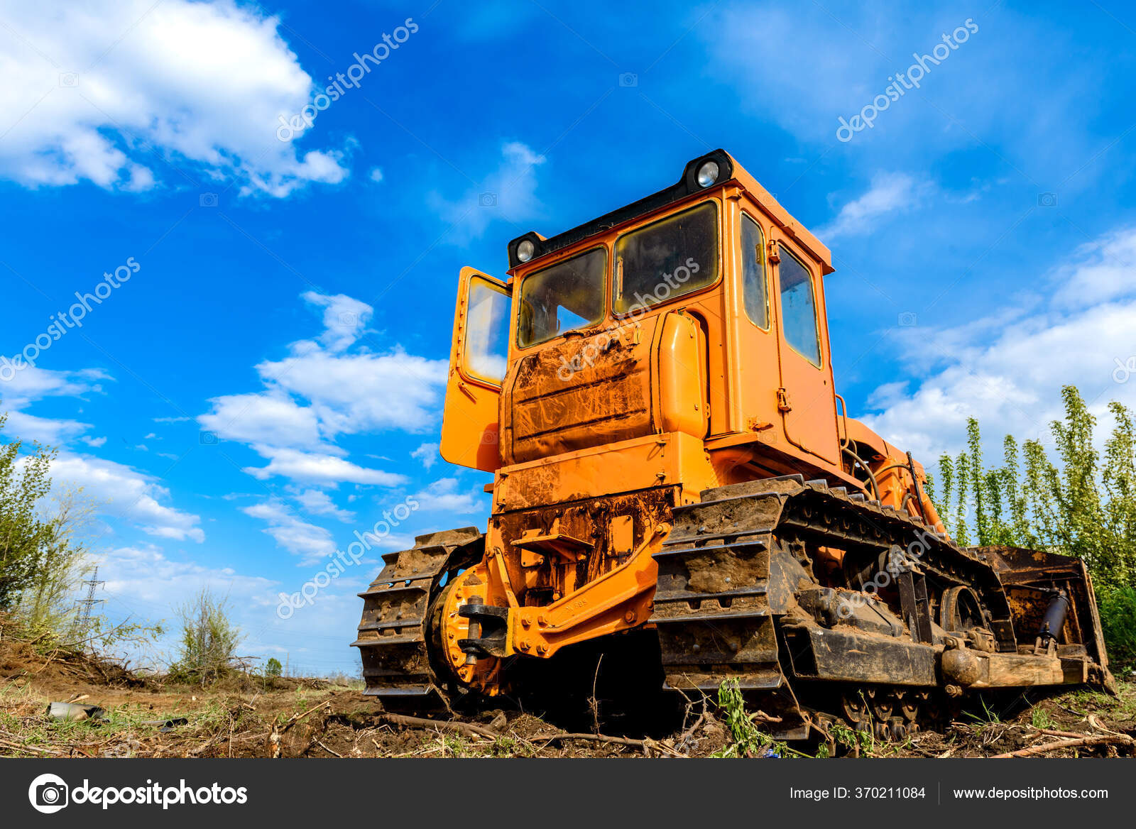 Industrial Building Construction Site Bulldozer Leveling Moving Soil