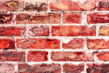 Yıpranmış eski turuncu ve beyaz duvar arka planı paslı taş işçiliği teknolojisi, renkli yatay mimari...