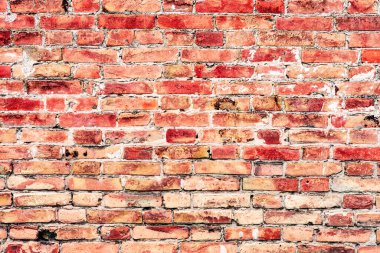 Yıpranmış eski turuncu ve beyaz duvar arka planı paslı taş işçiliği teknolojisi, renkli yatay mimari...