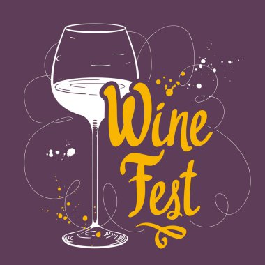 Vektör çizim cam şarap listesi için kroki tarzında. Poster alkollü içecekler. Hat öğeleri tasarım fırça. El yazısı mürekkep yazı.