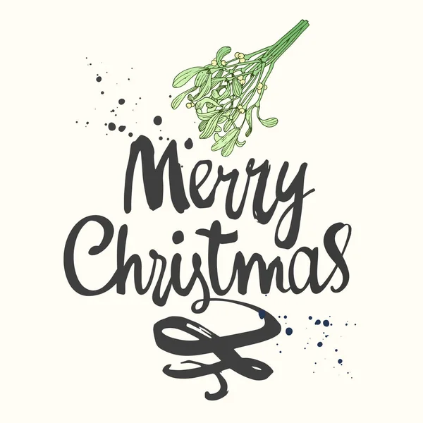 Vakantie vectorillustratie Merry Christmas op witte achtergrond. Handgeschreven inscriptie. Belettering van ontwerp. — Stockvector