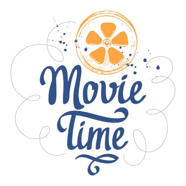 Retro film. Film zaman vektör çizim kroki ve fırça hat elemanları ile. Sinema posteri.