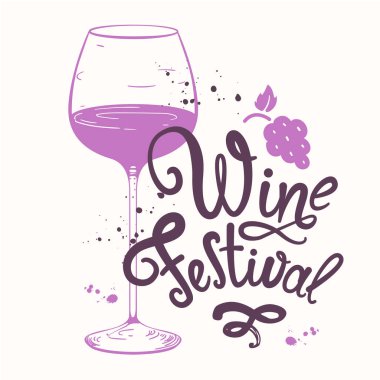 Vektör çizim cam kroki tarzı ile. Poster alkollü içecekler. Şarap listesi tasarımınız için fırça hat öğeleri. El yazısı mürekkep yazı.