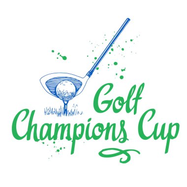 Golf. Vektör kümesi çizilmiş spor malzemeleri. İllüstrasyon kroki tarzı beyaz arka plan üzerinde. Fırça hat öğeleri tasarımınız için. El yazısı mürekkep yazı.