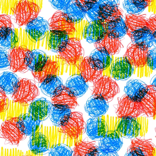 Vzor bezešvé s kreativní texturou. Obrázek pozadí barevné tužky. Čáry tužkou. Dětské kresby. — Stock fotografie
