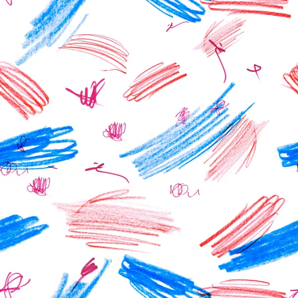 創造的な質感を持つシームレス パターン。色鉛筆背景のイラスト。鉛筆の線。子供の図面. — ストック写真