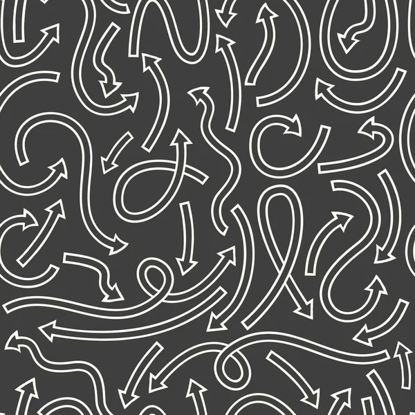 Farklı Eğri ok ile Seamless modeli. Vektör çizim siyah arka plan üzerine.