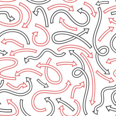 Farklı Eğri ok ile Seamless modeli. Beyaz arka plan üzerinde vektör çizim.