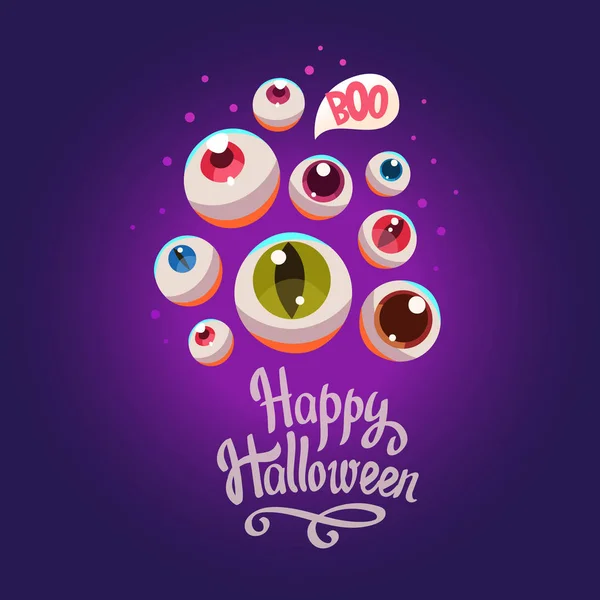 Composição de Halloween. Ilustração de vetor engraçado com poção de olhos multicolor para férias em estilo de desenho animado . — Vetor de Stock