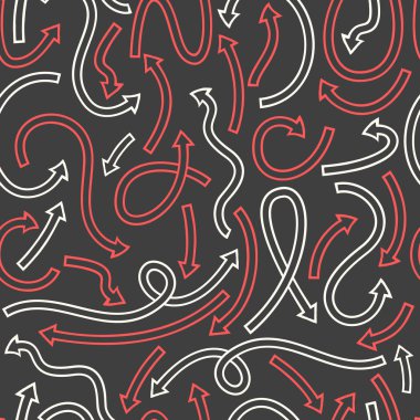 Farklı Eğri ok ile Seamless modeli. Beyaz arka plan üzerinde vektör çizim.