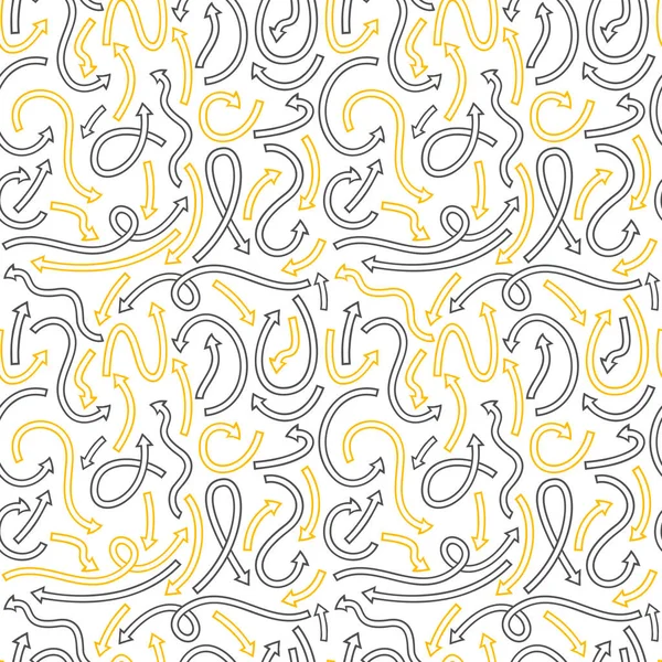 Seamless pattern with different curved arrows. Vector illustration on white background. — Stock Vector