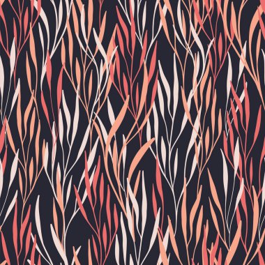 Yapraklı vektör kusursuz desen. Çiçek elementleriyle soyut bir arka plan. Doğal tasarım.