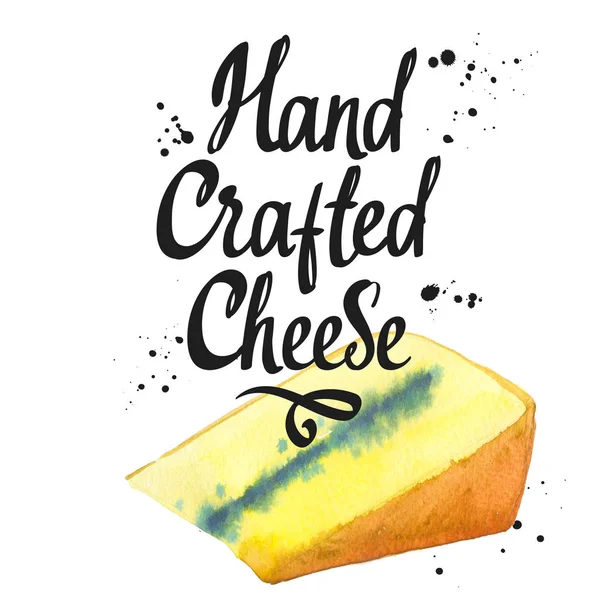 带有高贵奶酪的水彩画：水彩画，玛莎丹。小点心吧。农业奶制品。新鲜有机食品. — 图库照片