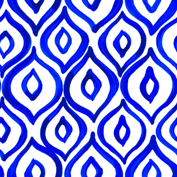 Бесшовный рисунок с креативной текстурой. Чернильный фон мазков краски. Синий декор. — стоковое фото