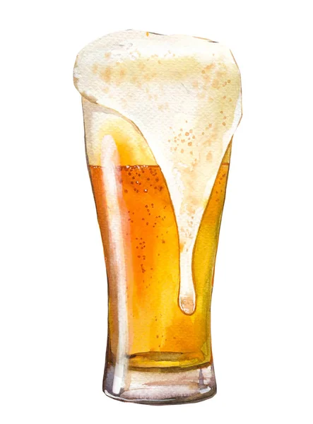 Γιορτή του Οκτώβρη. Υδατογραφία εικονογράφηση με ποτήρι lager σε γραφικό στυλ για μπαρ. Ποτό μενού για γιορτή. Αφίσα μπύρας. — Φωτογραφία Αρχείου