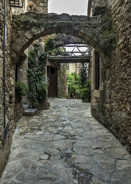 Spain, Catalonia , Girona, Pals .The first mention Pals refer to the 9th century. Very beautiful medieval town . Stone streets, buildings, cozy little town Square, an observation deck .