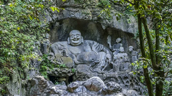 Sculpture laughing Buddha - Hotei. — Stock Photo, Image