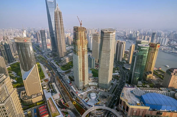 A felhőkarcolók, Pudong terület látképe — Stock Fotó