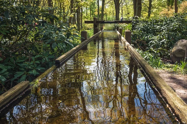 Corriente decorativa con una cascada en el parque —  Fotos de Stock