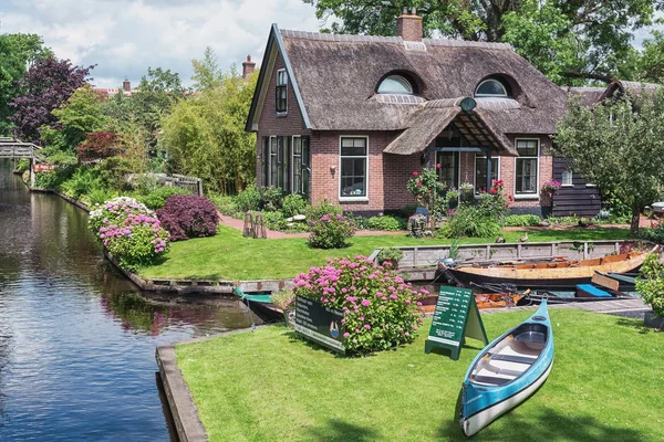 Een rieten huisje dat eruit als een kat ziet. — Stockfoto