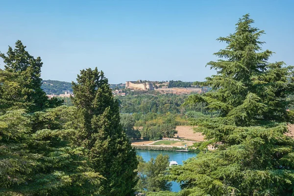 Крепость Святого Андре видна из городского парка Авиньон на скале Rocher des Doms — стоковое фото