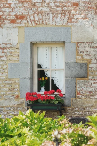 Window of the hotel near Castle Schaloen in Valkenburg — Stock Photo, Image