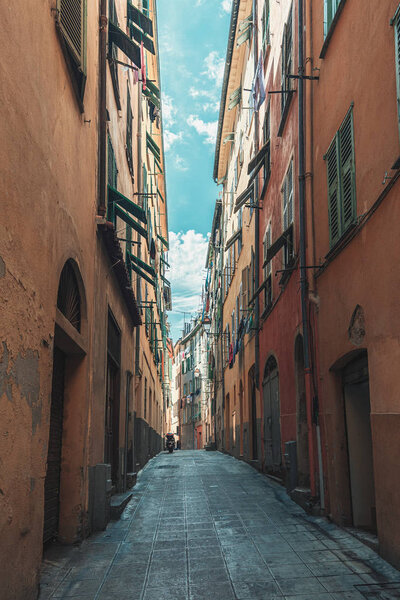 Impression of a narrow street in the old center of Nice in France