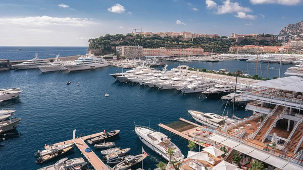 Vista Dall Alto Sul Porto Monegasco Port Hercule Monaco — Foto Stock