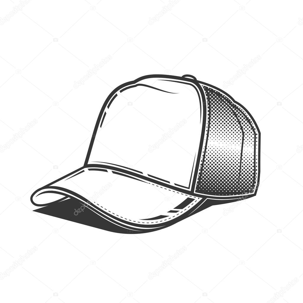 Original contour illustration of a stylish cap. Coloring