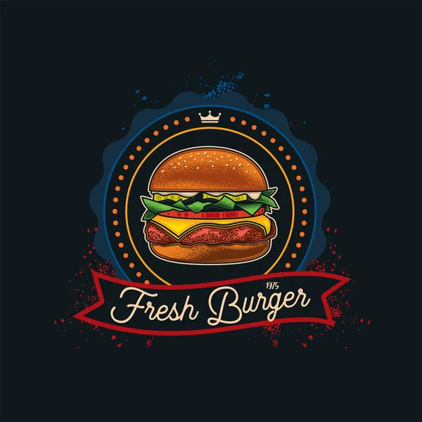 Emblem _ burger _ 04 — Archivo Imágenes Vectoriales