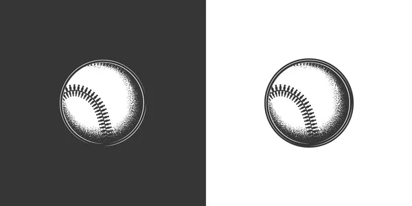 Illustration Vectorielle Monochrome Originale Une Balle Baseball Vintage — Image vectorielle