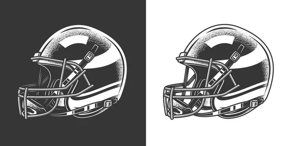 Illustration Vectorielle Monochrome Originale Casque Football Américain Dans Style Rétro — Image vectorielle