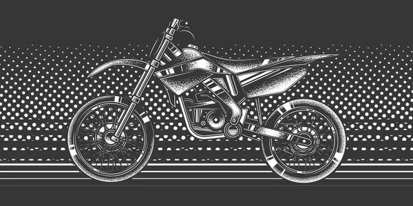 Original Monochrome Vector Illustration Motorcycle Motocross Bright Background Style — Stock Vector