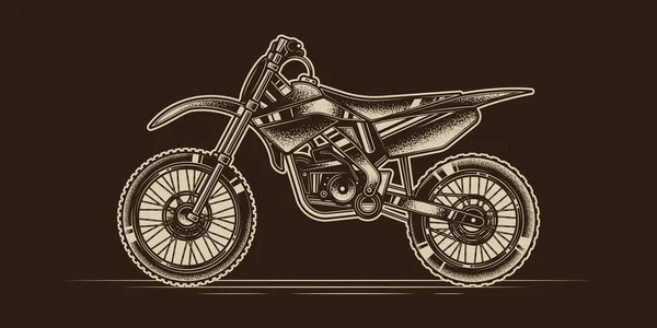 Оригинальный Монохромный Векторный Баннер Мотоцикла Мотокросса — стоковый вектор