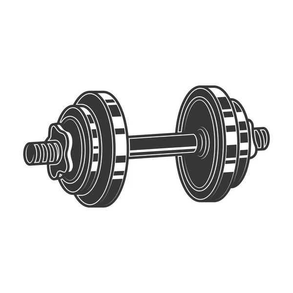 Original Outline Illustration Dumbbell Team Vintage Style — Stock Vector