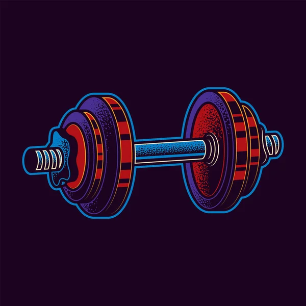 Original Vector Illustration Neon Style Dumbbell Team — Stock Vector