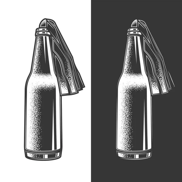 Ilustración Original Del Vector Monocromo Cóctel Molotov Una Botella Vidrio — Vector de stock