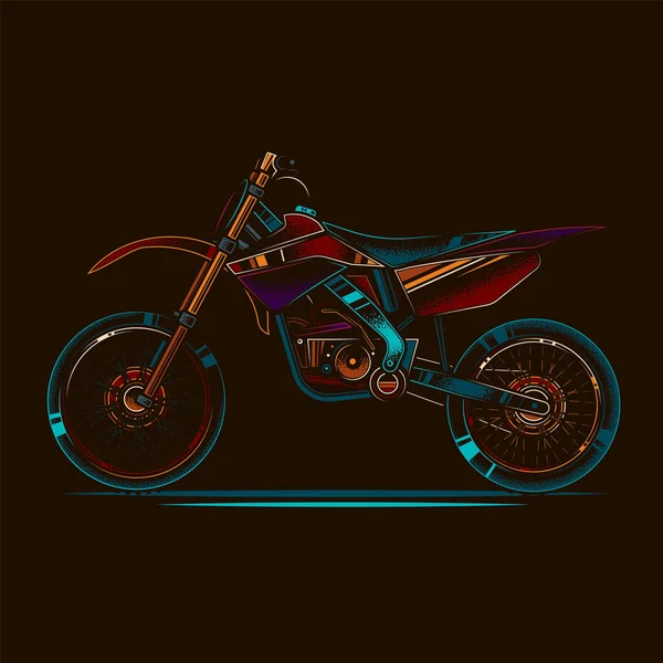 Illustration Vectorielle Originale Dans Style Vintage Moto Pour Motocross — Image vectorielle