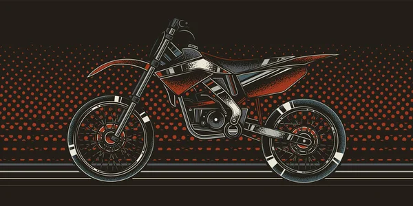 ヴィンテージスタイルのオリジナルベクトルイラスト 90年代のスタイルで明るい背景にモトクロスのためのオートバイ — ストックベクタ