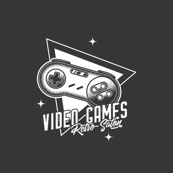 Original Emblema Retro Vetor Monocromático Gamepad Retrô Consoles Bits Shirt — Vetor de Stock