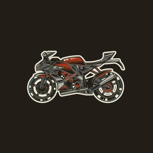 Moto Rapide Superbike Illustration Vectorielle Originale Icône Dans Style Rétro — Image vectorielle