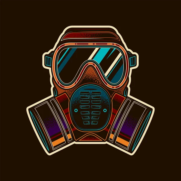 Oryginalna Ilustracja Wektora Chemiczny Maska Gazowa Respirator Szkła Ochronnego Filtrów — Wektor stockowy