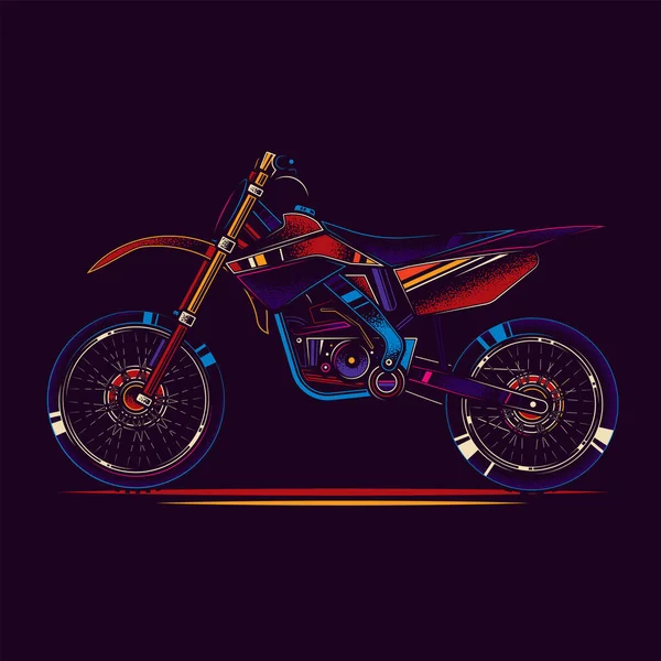 Originale Vektorillustration Neon Stil Motorrad Für Motocross — Stockvektor