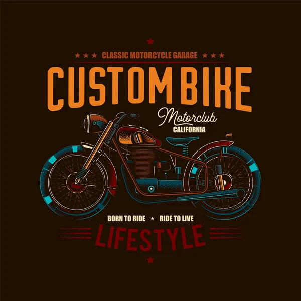 Illustration Vectorielle Monochrome Originale Moto Pour Motocross Sur Fond Lumineux — Image vectorielle