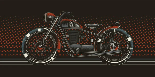 Ilustración Vectorial Original Motocicleta Americana Hecha Medida Sobre Fondo Brillante — Vector de stock