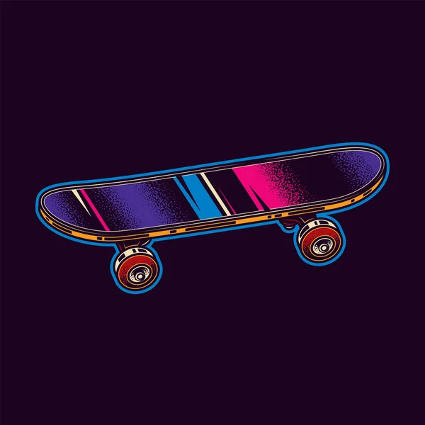 Ilustração Vetorial Original Skate Urbano Estilo Neon — Vetor de Stock